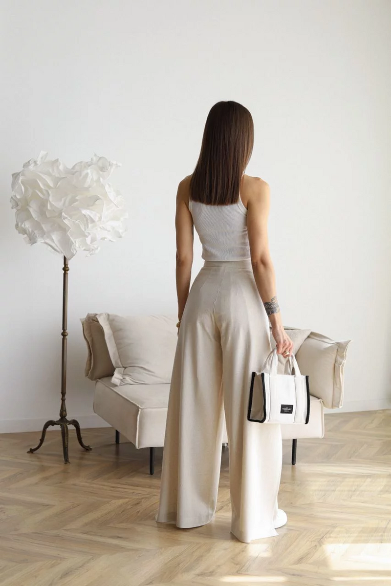 ARIANE – PANTALONI IN LINO A GAMBA LARGA DA DONNA 