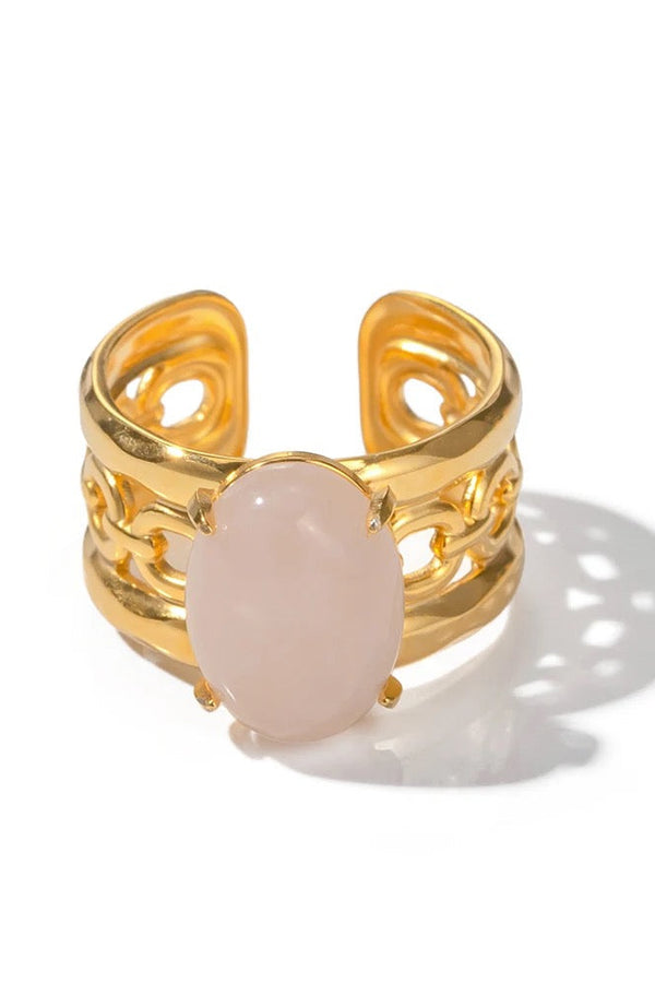 Anello regolabile con pietra a petalo