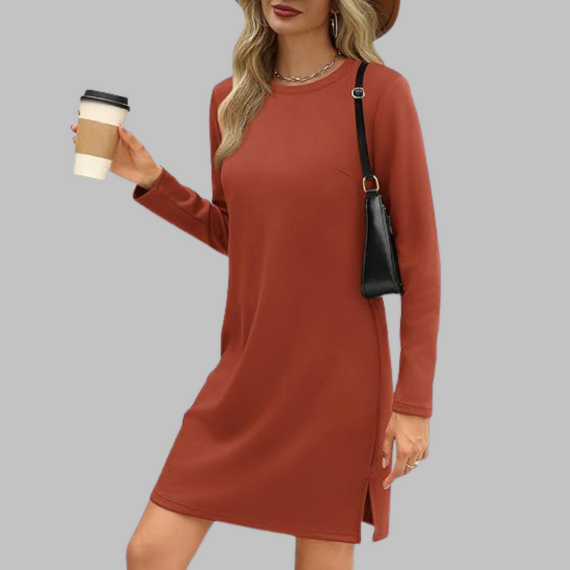 Tiana - Vestito Mini Casual a Maniche Lunghe con Scollo Rotondo