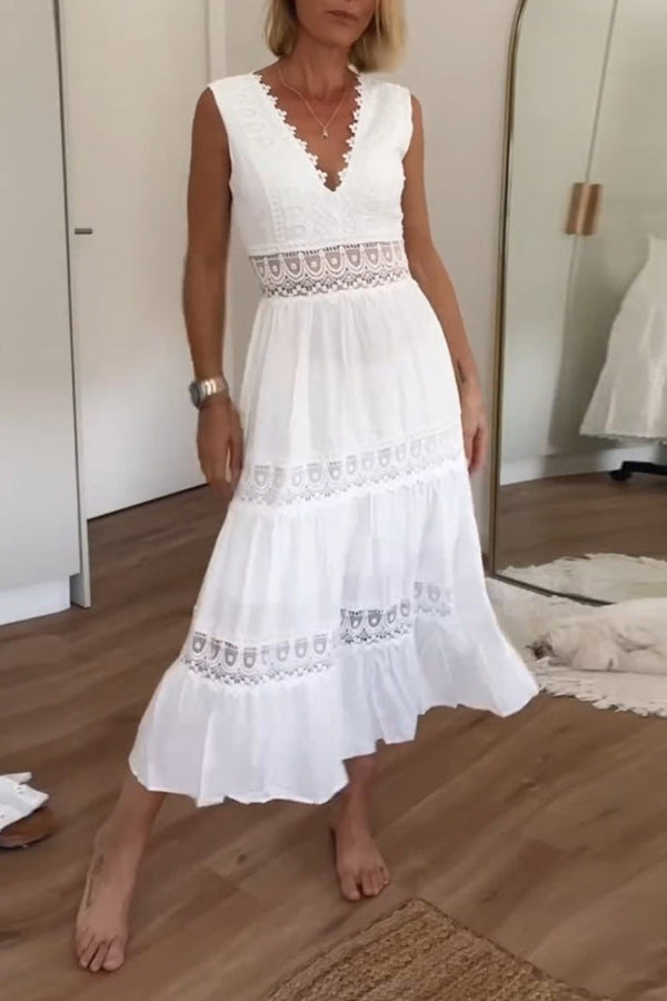 Eleni | Vestito elegante con pizzo e scollo a V