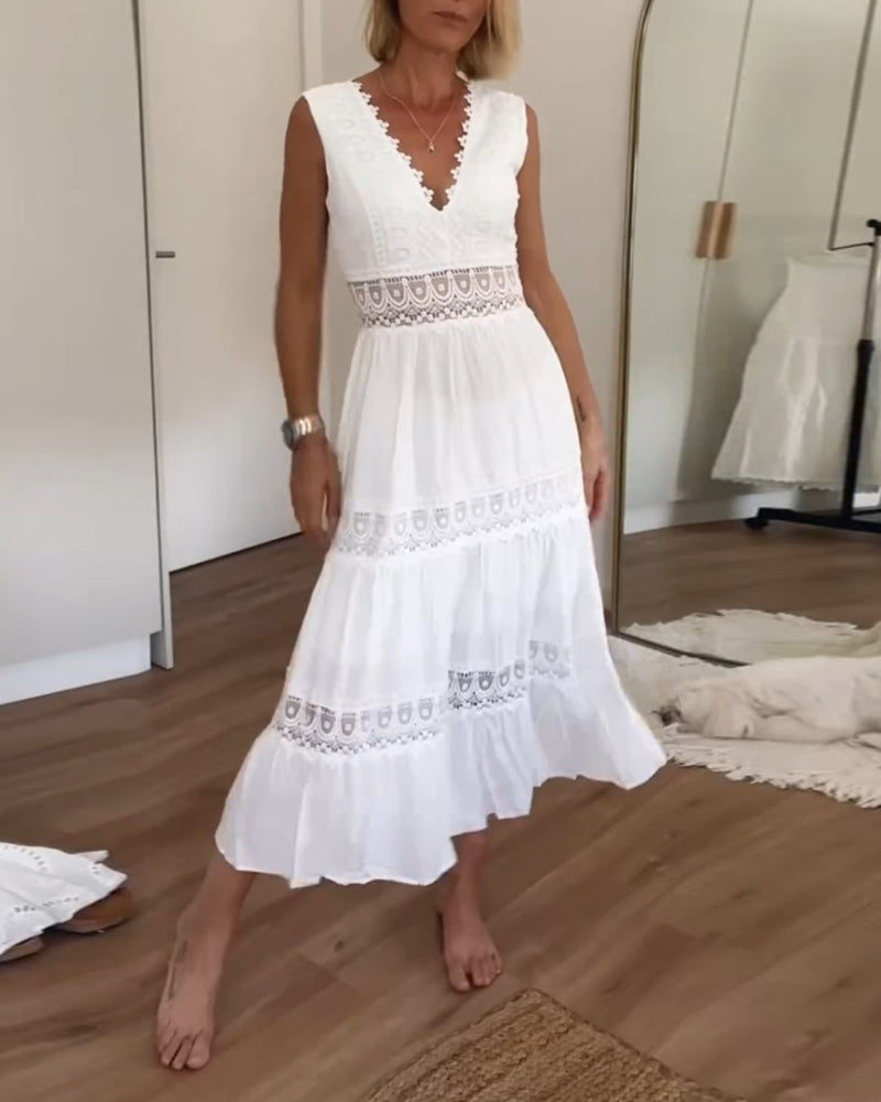 Eleni | Vestito elegante con pizzo e scollo a V