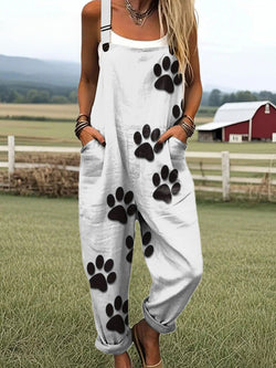 Tuta da donna - Design floreale vintage, comfort e stile con gambe larghe
