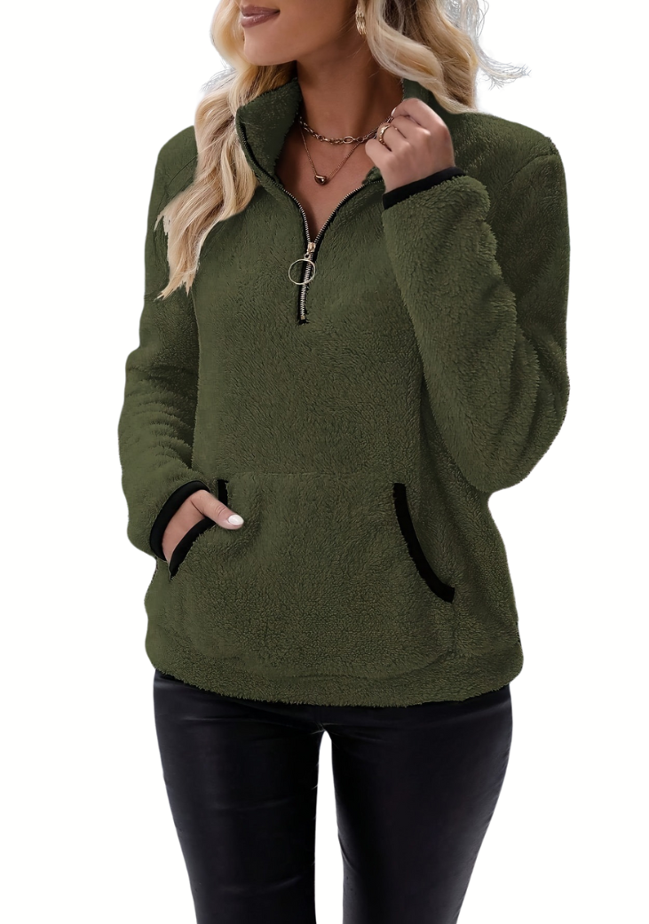 Rosely | Felpa in pile Borg con mezza zip 