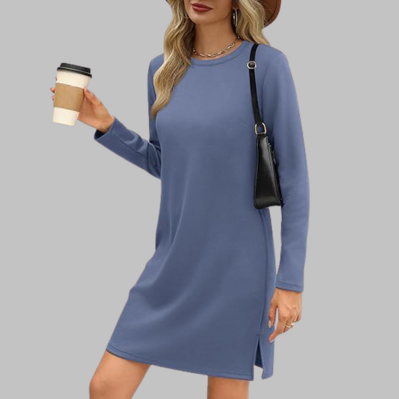 Tiana - Vestito Mini Casual a Maniche Lunghe con Scollo Rotondo