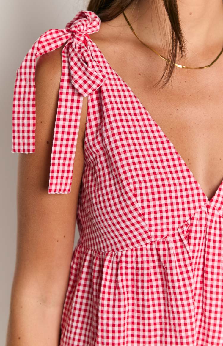 Vestito corto a quadretti rossi Angel Girl