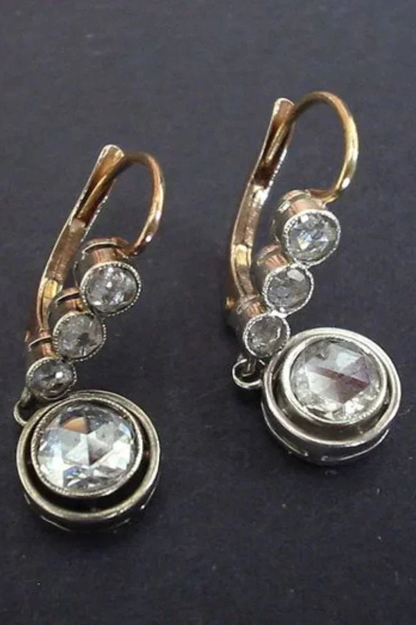 Orecchini Antichi in Zirconia Dorata | Oro