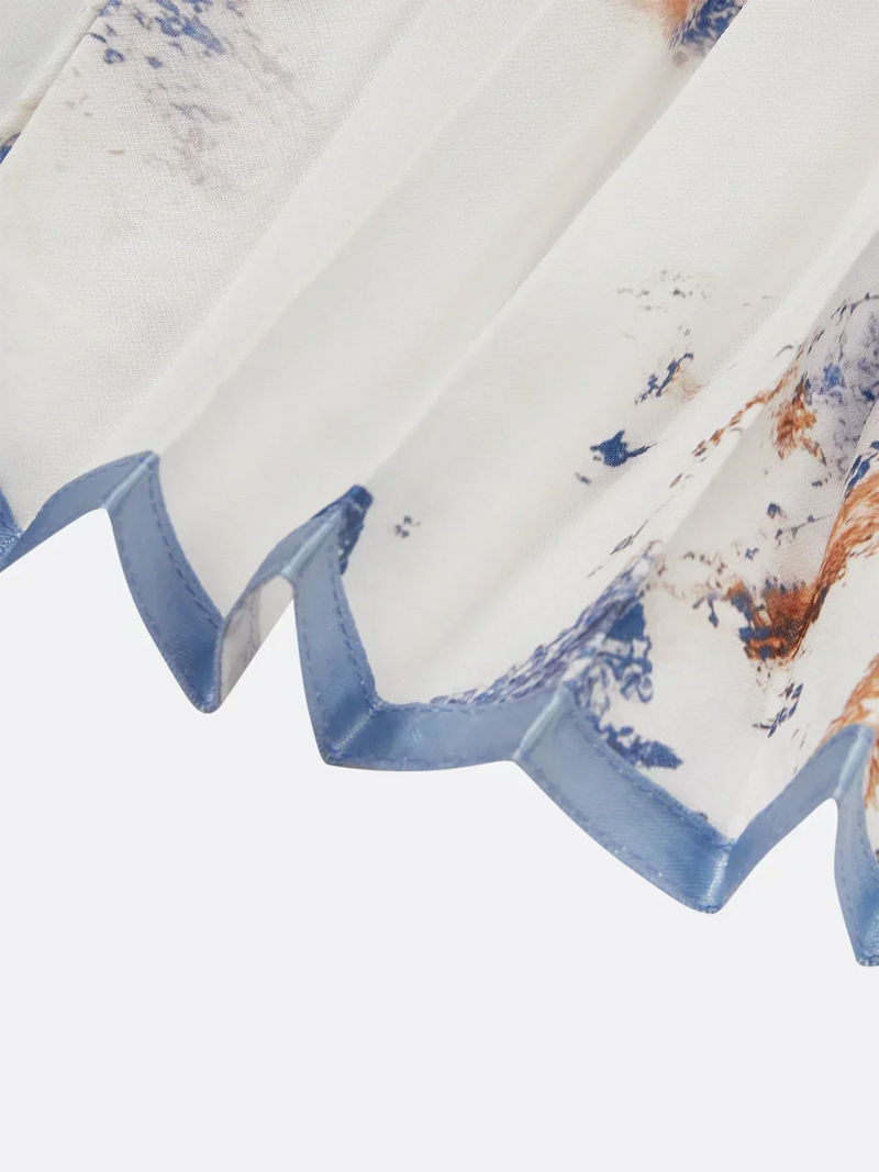 Abito lungo con maniche a sbuffo e scollo a V