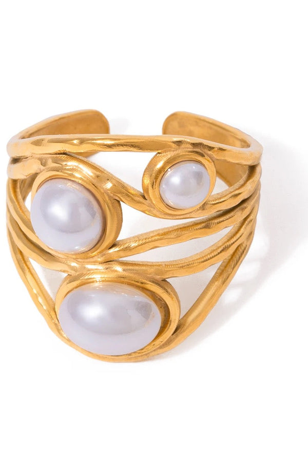 Anello geometrico con perla
