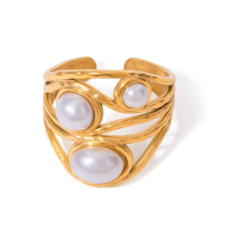 Anello geometrico con perla