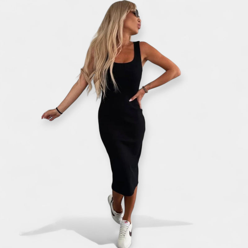 Completo abito midi con bomber