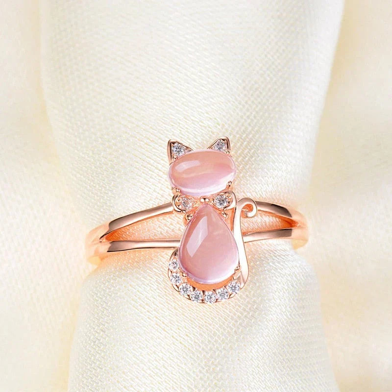 Anello con gatto in oro rosa | Oro rosa