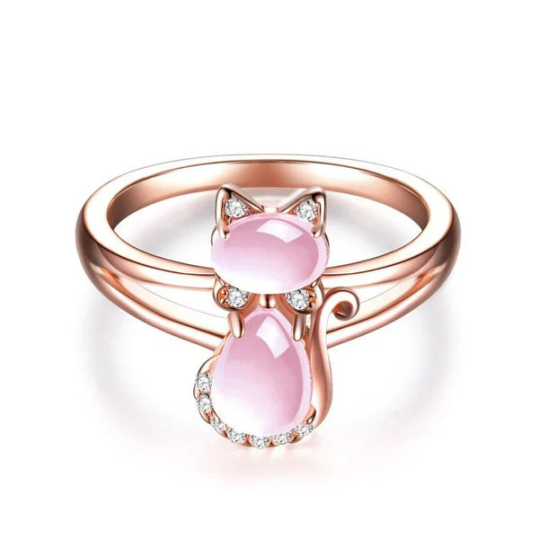 Anello con gatto in oro rosa | Oro rosa