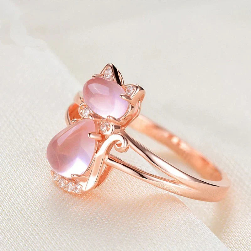 Anello con gatto in oro rosa | Oro rosa