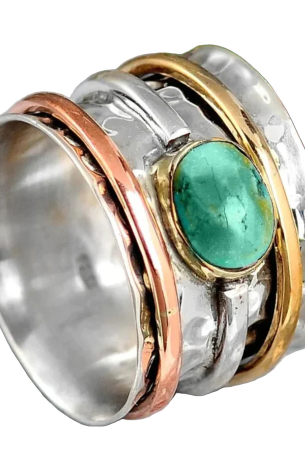 Anello COCO vintage oro e argento con turchese