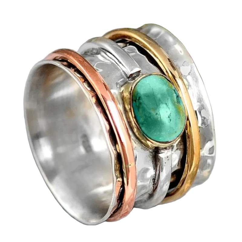 Anello COCO vintage oro e argento con turchese