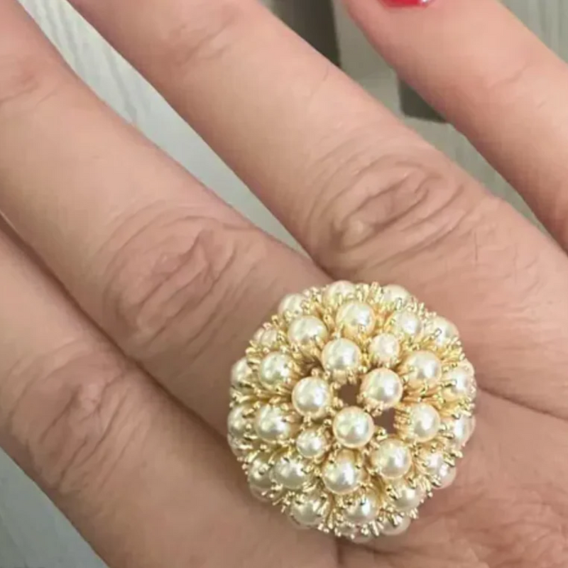 Anello con perle incastonate rosa blush