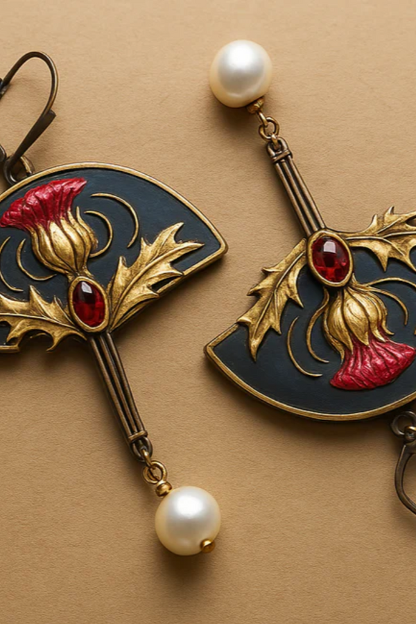 ORECCHINI BOHO CON PERLE E CRISTALLO ROSSO