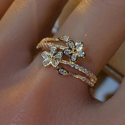 Anello d'oro elegante con fiore luminoso | Oro