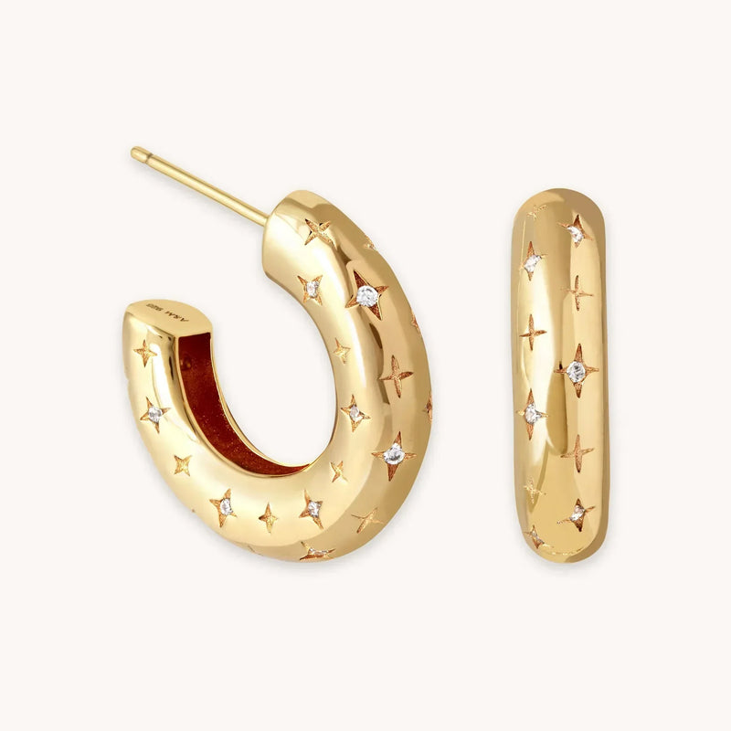 Orecchini a cerchio cosmici | Oro