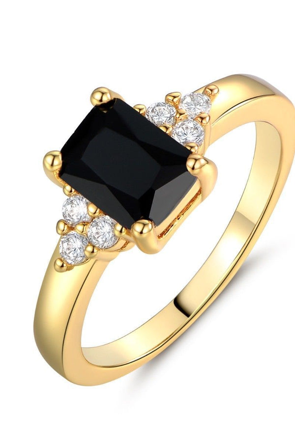 Anello baguette in spinello nero | oro