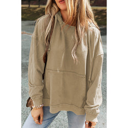 Nalas - Felpa con cappuccio in pile lavato acido con zip Henley 