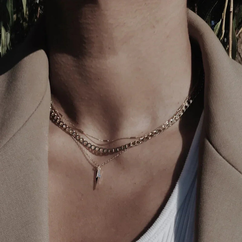 Collana a catena piatta con maglie a cordolo | Oro