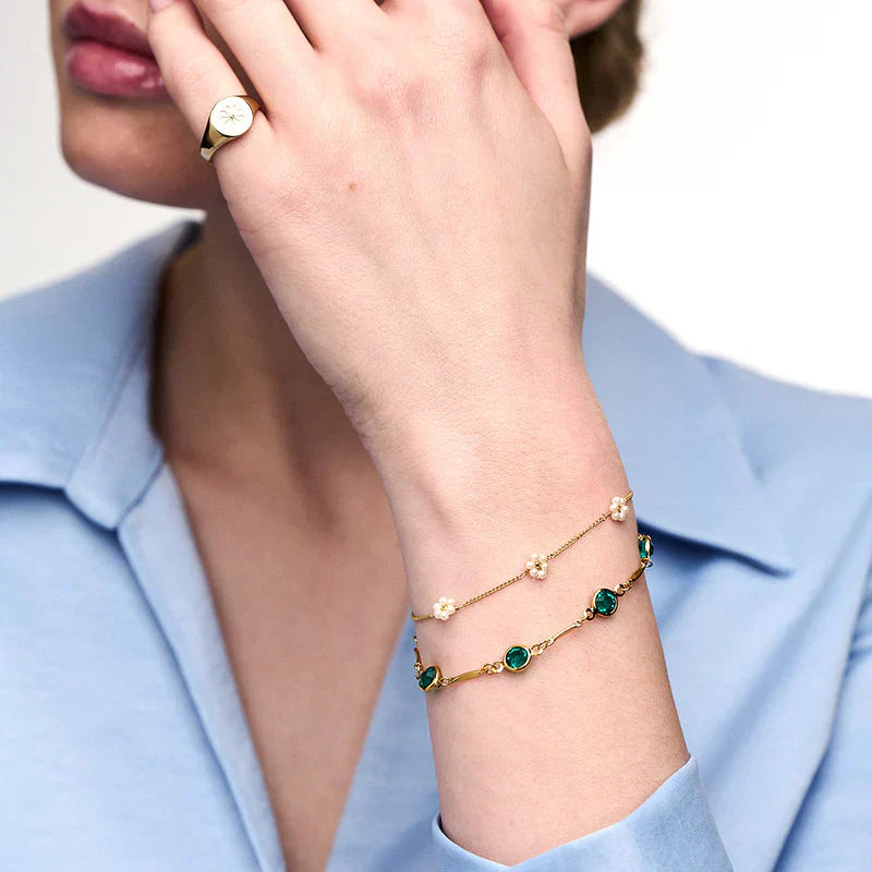 Bracciale a catena con maglie smeraldo | Oro