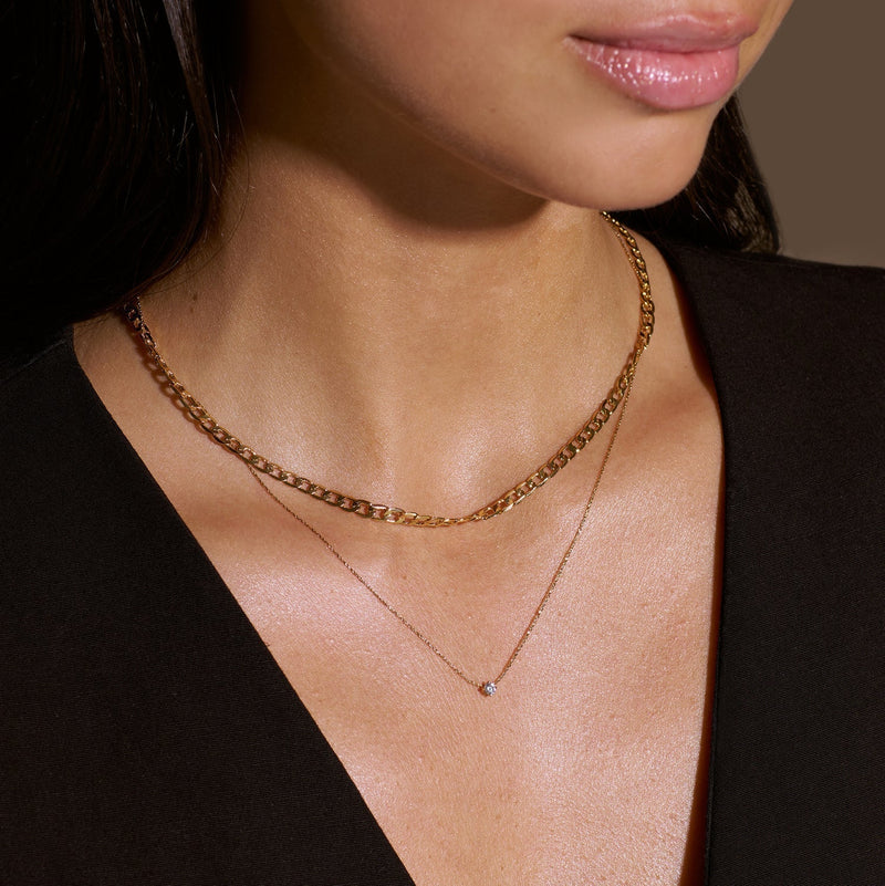 Collana a catena piatta con maglie a cordolo | Oro