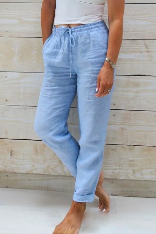 Allison | Pantaloni sartoriali in cotone e lino di lusso