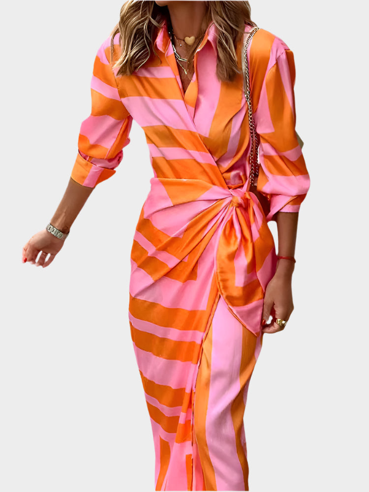 Abito midi con motivo a righe