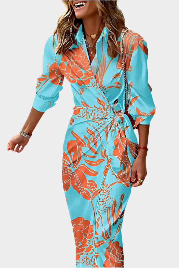 Abito midi con motivo a righe