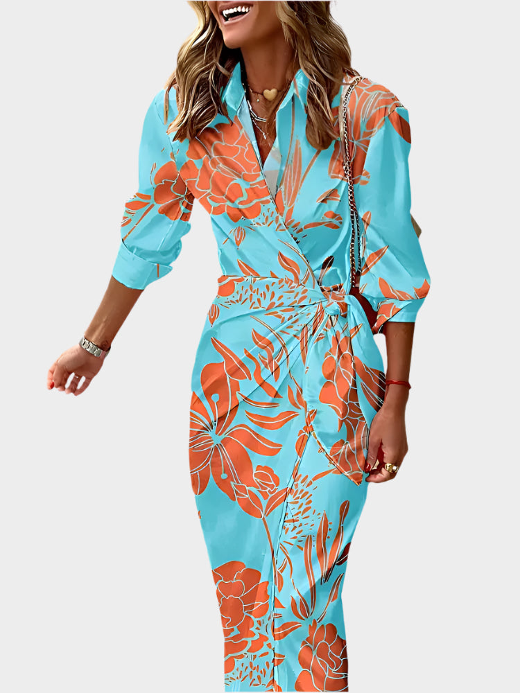 Abito midi con motivo a righe