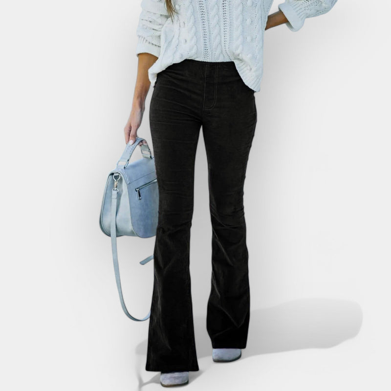 Pantaloni a vita alta con gambe larghe