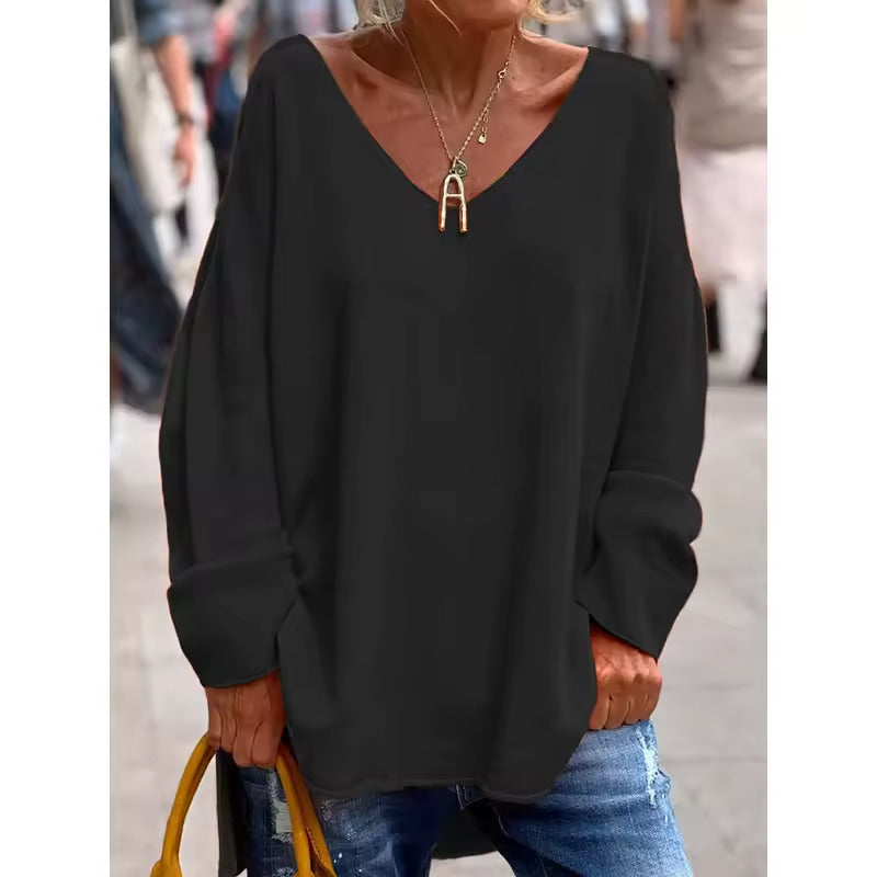 NORA - BLUSA CASUAL CHIC CON SCOLLO A V 