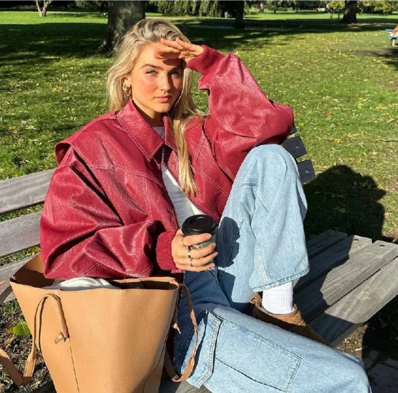 Faye™ - Giacca in pelle oversize