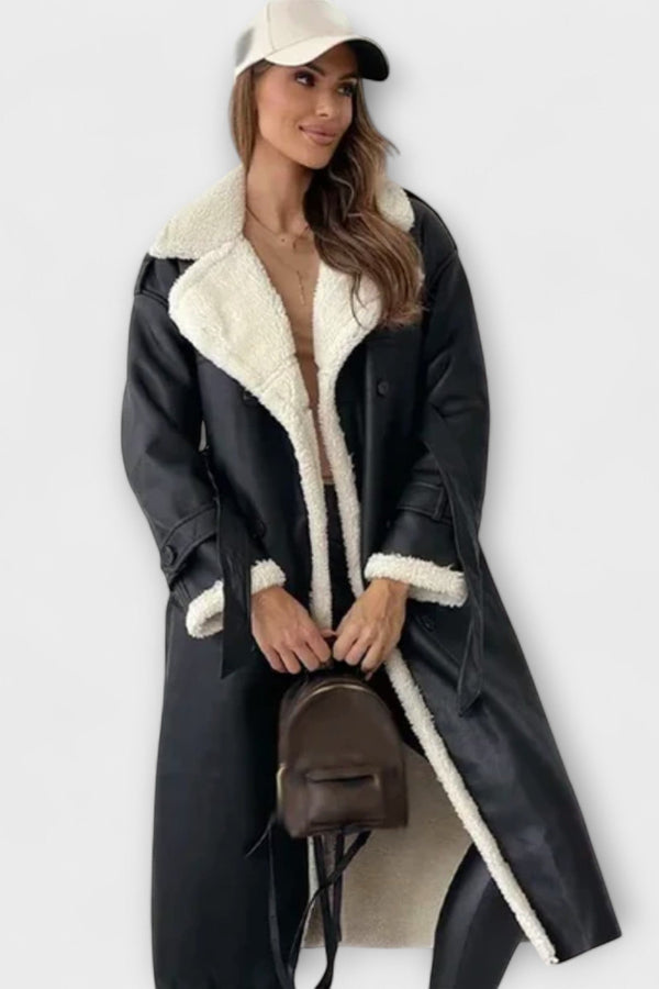 Maria – Giacca classica lunga con fodera in pile e collo Teddy 