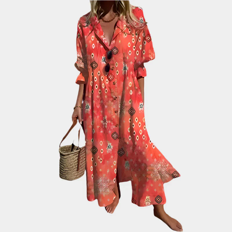 Abito boho arioso con maniche a sbuffo