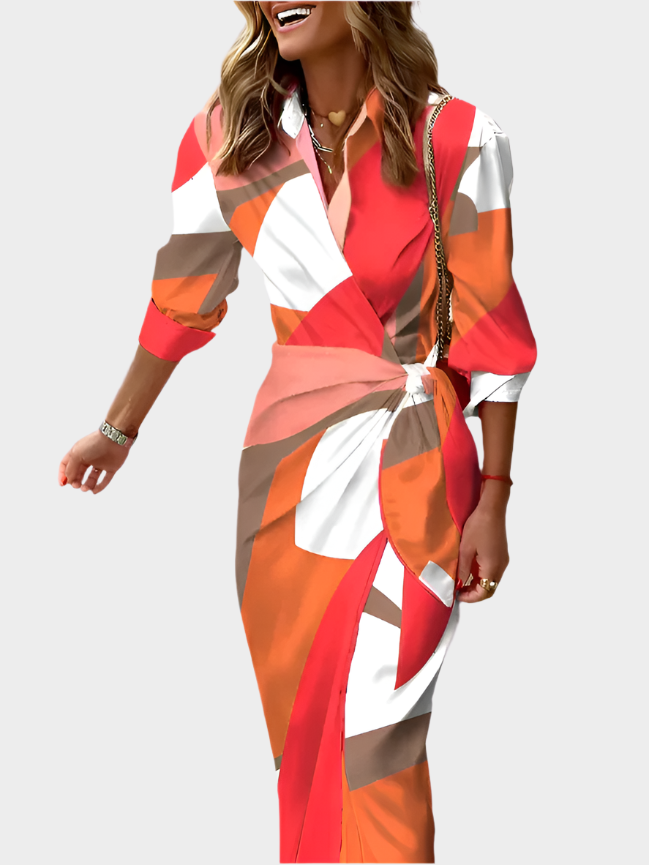 Abito midi con motivo a righe