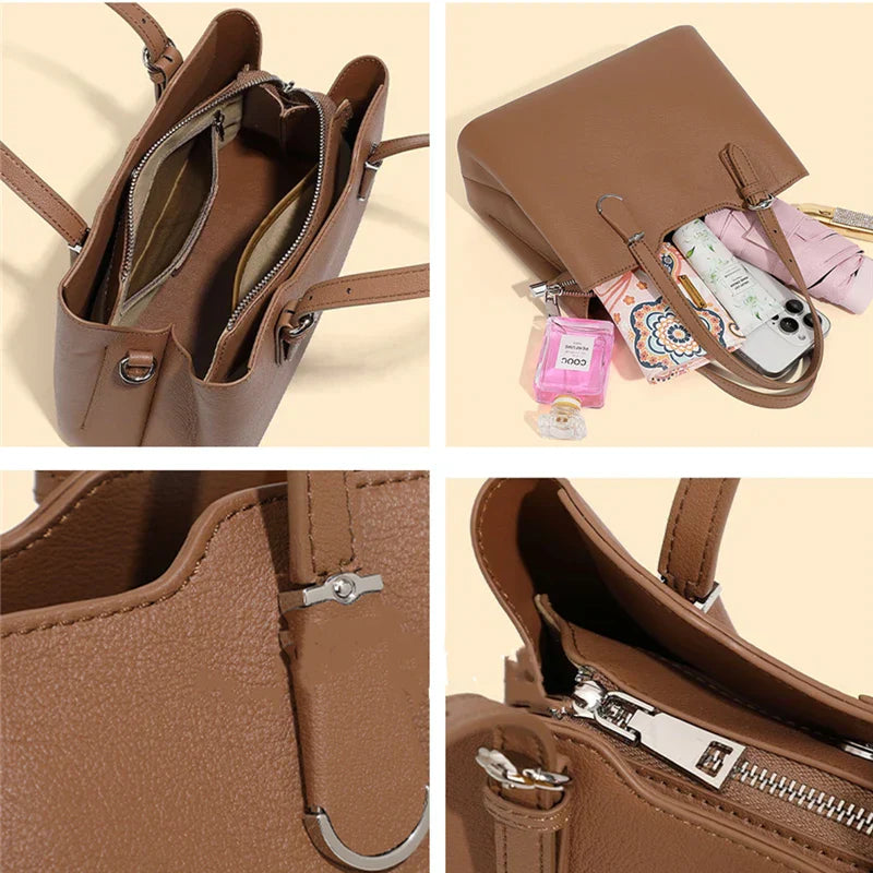 Aria™ - Borsa a tracolla in vera pelle di mucca a 3 strati