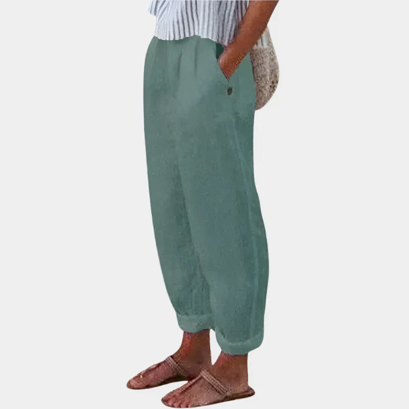 Comodi pantaloni di lino con tasche