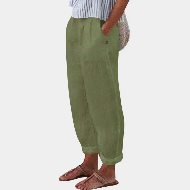 Comodi pantaloni di lino con tasche