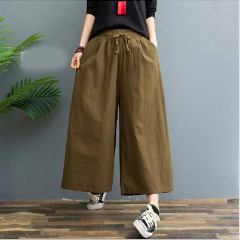AMELINA – PANTALONI COMFORT FIT IN LINO PLISSETTATO