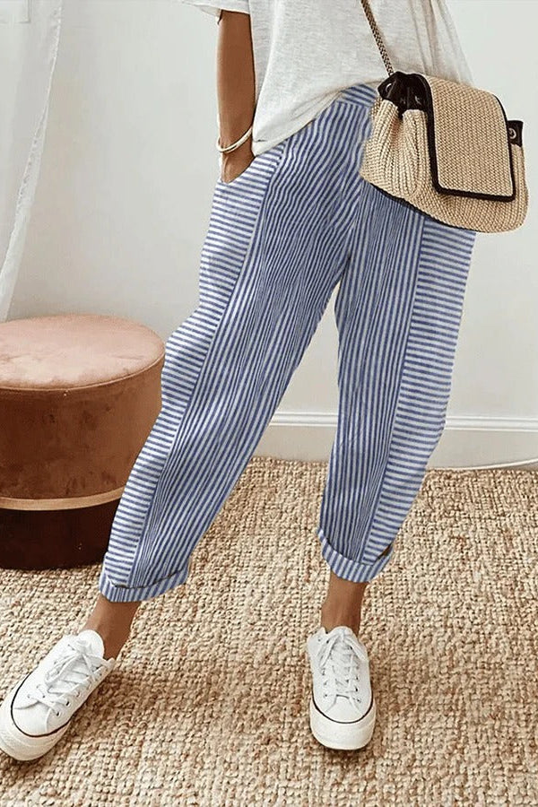 Celia | Pantaloni classici in cotone a righe 