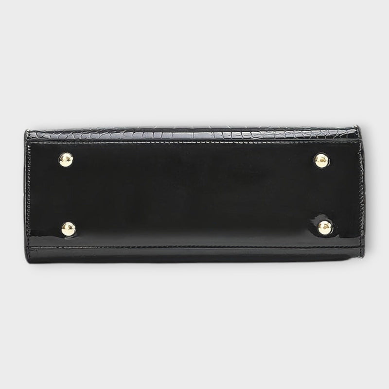 Olivia - Borsa a mano con motivo coccodrillo lucido