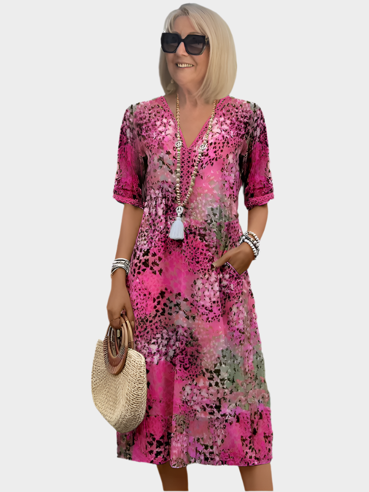 Abito midi vivace con tasche