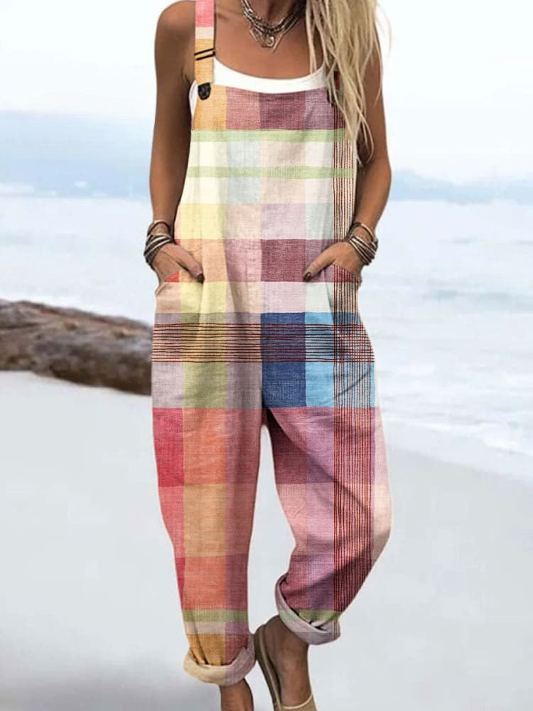 Tuta da donna - Design floreale vintage, comfort e stile con gambe larghe