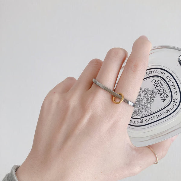 Anello doppio in metallo misto