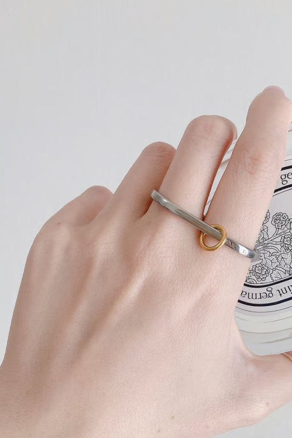 Anello doppio in metallo misto