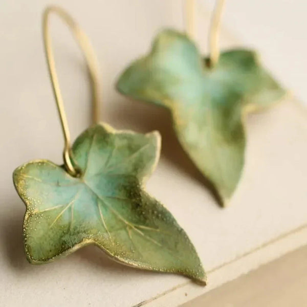 Orecchini Antichi a Foglia Verde | Oro