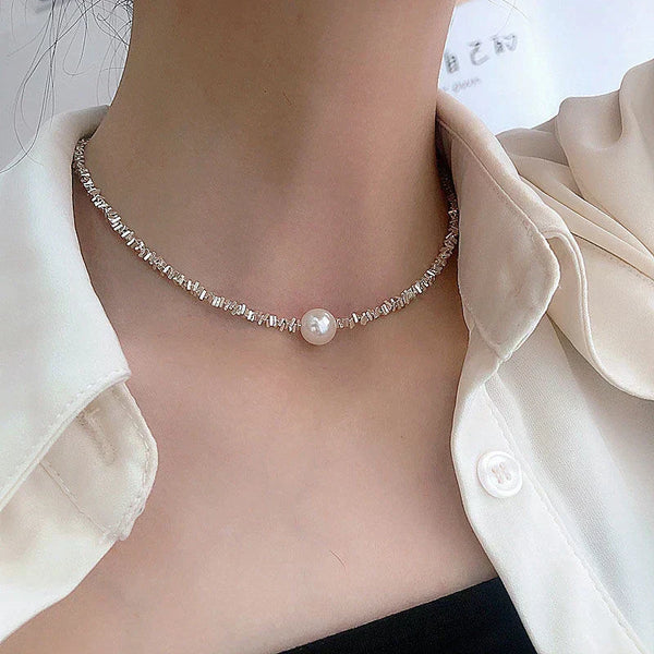 Collana di Perle Squisita | Oro Bianco